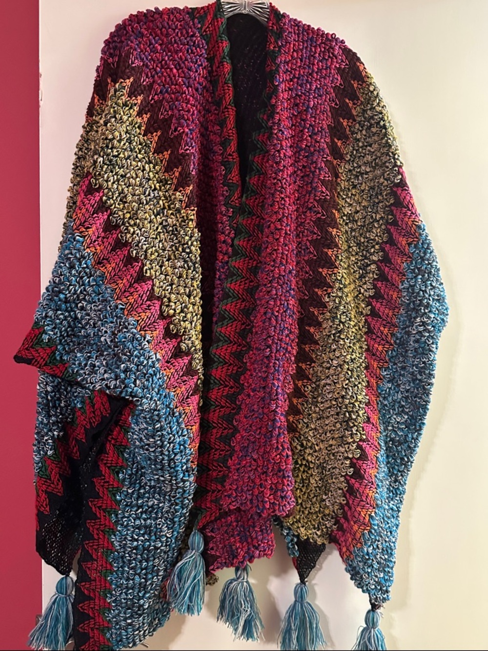 Multicolor Crochet Tassel Women's Sweater Shawl
